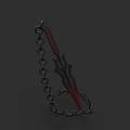 Black And Red Spiked Weapon With Metal Chain Design For 3d model