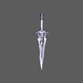 Purple and Silver Decorative Sword with Intricate Hilt and Blade Design