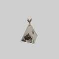 Beige Teepee Tent Interior with Cozy Cushions Pillows and Top Rope Design