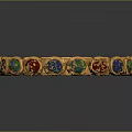 Elegant Golden Bangle Inlaid With Red Green Blue Gemstones And Smooth Design