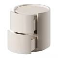 Stylish Round Nightstands in Light Wood and Gray with Drawers Layered Design and Color Options