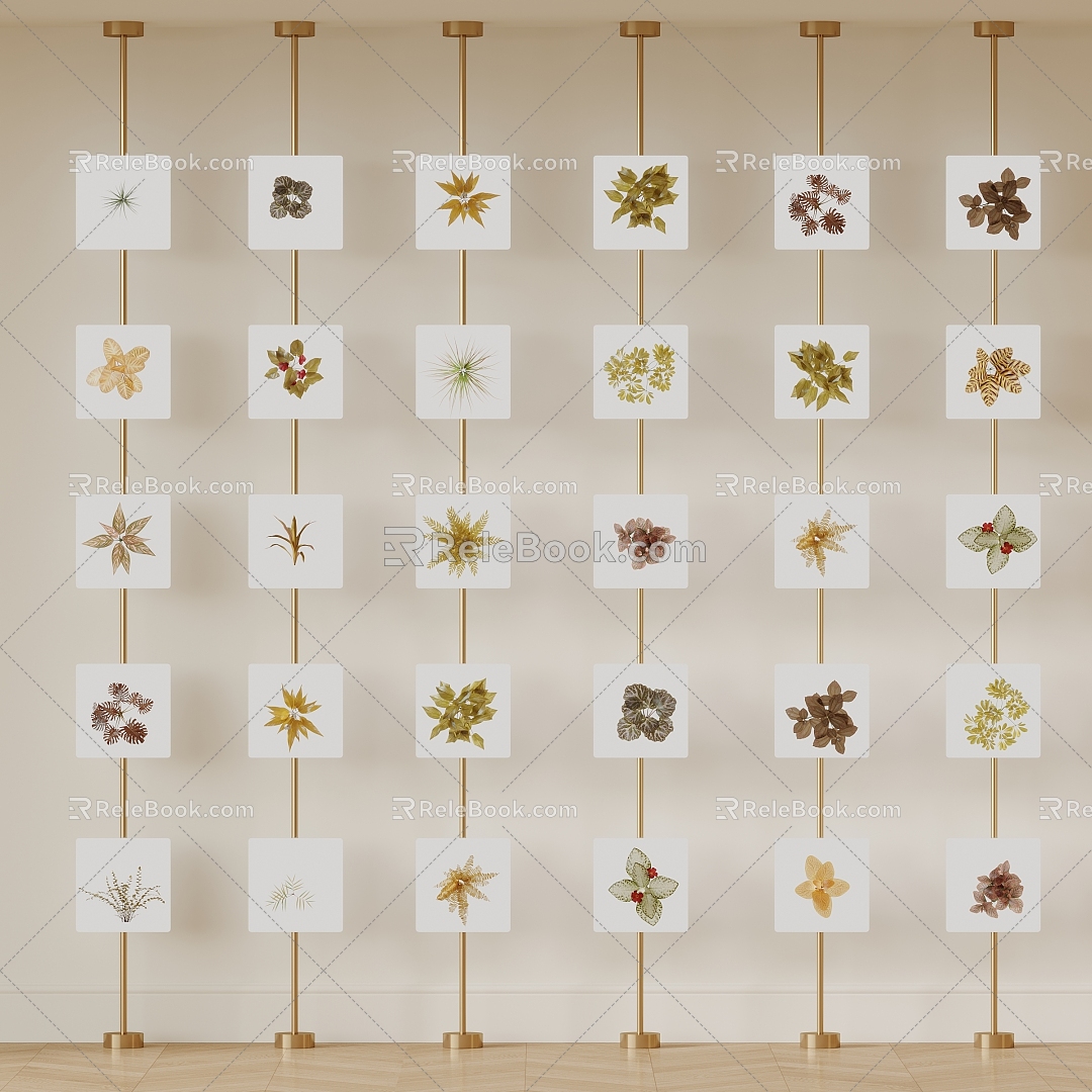 Plant specimen wall art background wall 3d model