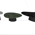 Modern Stylish Side Tables with Green Black Marble Tops and Wooden Bases for Living Room