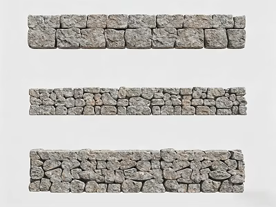 Natural Stone Feature Wall With Diverse Textures And Unique Design Patterns 3d model