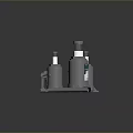 Displayed Hydraulic Jacks With Metal Construction Different Sizes And Poles
