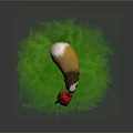 Cute Yellow And White Guinea Pig Sniffing Fresh Strawberry On Green Grass