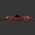 Ornate Red Circular Decorative Platform With Blue Central Emblem Intricate Patterns And Turquoise Accents