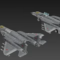 Two Gray Military Fighter Jets With Red Star Markings And Weapon Attachments 3d model