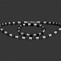 Black Decorative Chain With Square Links And Round Beads For Daily Use 3d model