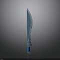 Blue Ice Themed Knife With Crystal Textured Blade And Blue Handle