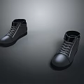 Black High Top Leather Shoes With Lace Up Design And Modern Casual Style