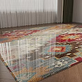 Stylish Square Rug Featuring Colorful Geometric Patterns For Indoor Home Decor