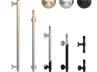 Modern Door Handles And Cabinet Pulls In Various Colors And Styles 3d model