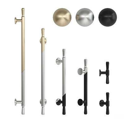 Modern Door Handles And Cabinet Pulls In Various Colors And Styles 3d model
