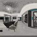 Elegant Modern Exhibition Hall Interior With Luxury Display Cabinets And Marble Elements 3d model