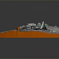3D Geological Scene Model With Orange Base Green Moss Covered Stones And Dirt