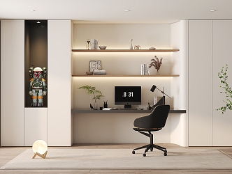 Modern Desk Chair Bookcase Desk 3d model