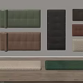 Upholstered Pads In Green Black Brown Beige Rectangular And Square For Home Decor 3d model