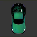 Futuristic Green And Silver Gradient Car With Sleek Design And Stylish Wheels