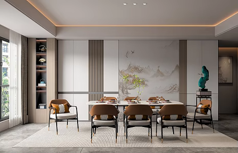 New Restaurant Dining Table and Chair 3d model