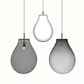 Three Modern Teardrop Pendant Lights Transparent White Gradient With Gold Frames And Light Background 3d model