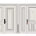 White Double Door For Home Interior With Paneled Design And Metal Handles