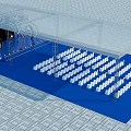 Grand Stage Design With Blue Lighting And Circular Structures 3d model