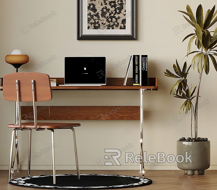 Middle style desk and chair model