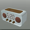 Vintage Light Blue Radio Speaker Featuring Wooden Top Digital Display And Control Knobs 3d model
