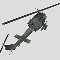 Military Green And Gray Helicopter With Rotors Cockpit And Emblem