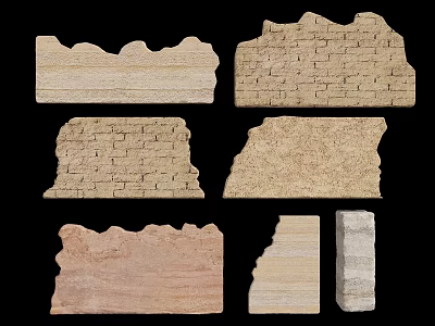 Various Types Of Textured Wall Surfaces With Brick And Natural Stone Materials 3d model