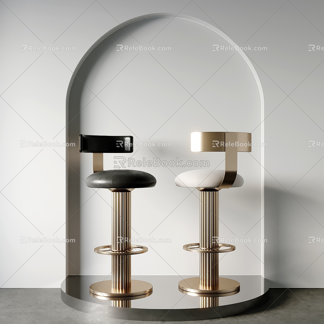 Light Luxury Bar Chair 3d model