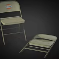 Gulf Logo Folding Chairs In Open And Folded Positions With Metal Frame
