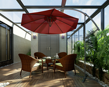 Modern Balcony Garden Balcony Parasol 3d model