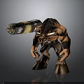 Fierce Muscular Minotaur Mythical Warrior Holding Wooden Club With Horns