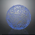 Abstract Blue Wireframe Sphere With Intricate Curved Lines And Reflective Surface