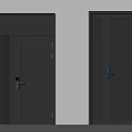 Modern Dark Gray Security Doors With Vertical Stripes And Smart Lock Design 3d model