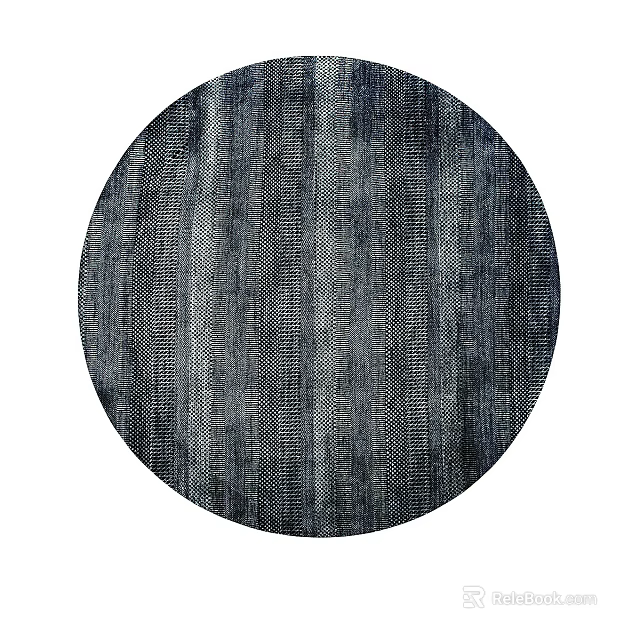 Modern Dark Round Rug With Vertical Striped Pattern For Living Space 3d model