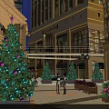 Vibrant Night Commercial Street With Pedestrians Shops Multi story Buildings And Bright Lights