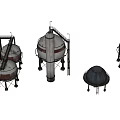 Industrial Equipment with Various Shapes Sizes Ladders Pipes and Metal Structure