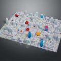 Detailed 3D City Model With Various Buildings And Colorful Architectural Structures