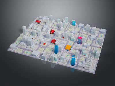 Detailed 3D City Model With Various Buildings And Colorful Architectural Structures 3d model