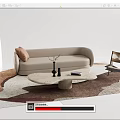 Quiet Sofa Tea Table Combination Sofa Coffee Table 3d model