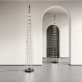 Modern Floor Lamp With Tall Slim Structure And LED Light Tubes In Minimalist Interior