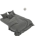 Gray And Beige Check Bed Linen With Pillows And Quilt For Bedroom