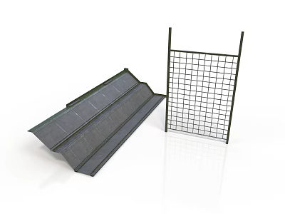 Sturdy Metal Roof Panel and Grid Frame Structure for Building Scenes 3d model