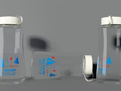 Modern water cup transparent plastic water cup model