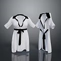 Men's White Shirt with Black Collar and Belt Design Details
