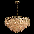 Luxurious Gold Frame Chandelier with Sparkling Crystal Pendants and Decorative Rings
