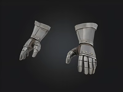 Medieval Metal Gauntlets With Riveted Design And Finger Plates For Historical Armor 3d model
